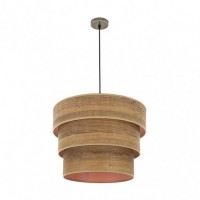 Distribuidor - Lâmpadas Diversas | Colgantes Moderno | COLGANTE TRIPLE SMILE 3XE27 CUERO/MADERA OSCURA REGX50X50 CM Ref: 175395084